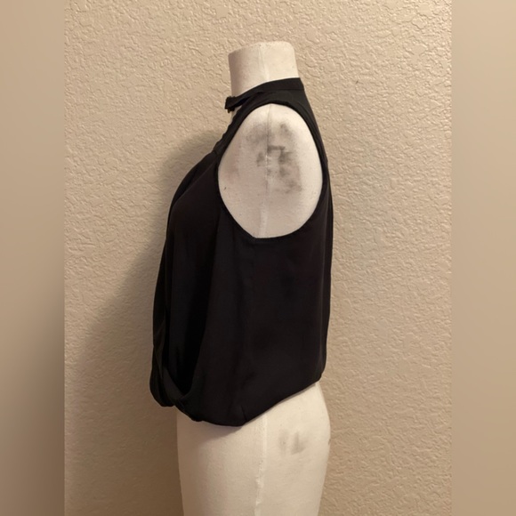 Free People So Fine Tank - Black Chiffon Surplice Tank with Snap Details - Picture 2 of 5